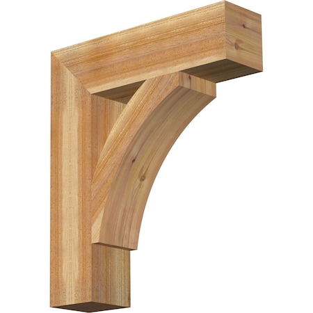 Ekena Millwork Thorton Block Rough Sawn Bracket, Western Red Cedar, 6"W x 24"D x 28"H BKT06X24X28THR05RWR